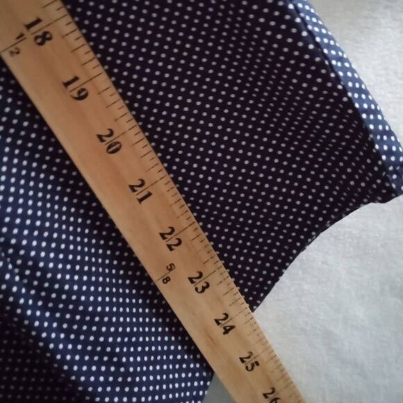 Liz & Company Polka Dot Button Down Shirt Women Large Blue White Dots Stretch - Picture 7 of 10